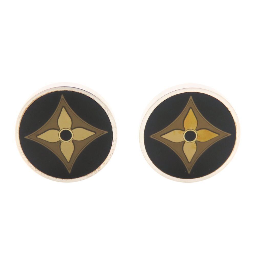 Louis Vuitton Cufflinks, Bouton de Manchette Fleur, SV925 Silver, Brown Damie...